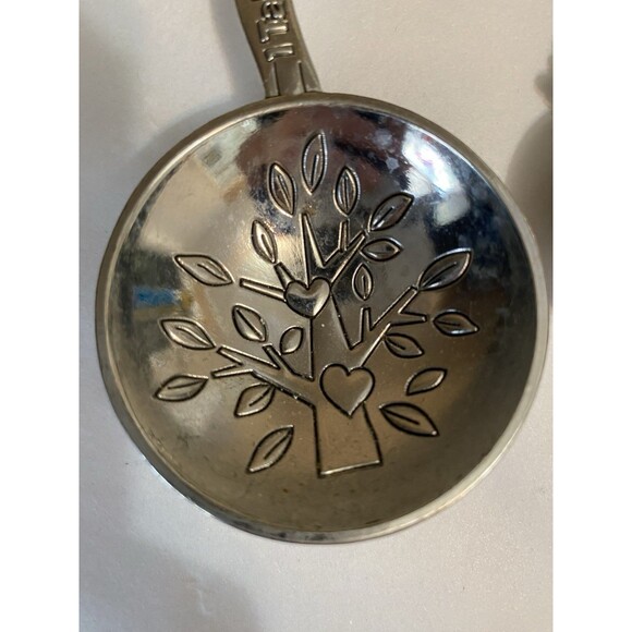 Owls Measuring Spoons Amber Silver Owls Branches Tree Hearts 4 Pc Set - Picture 3 of 13